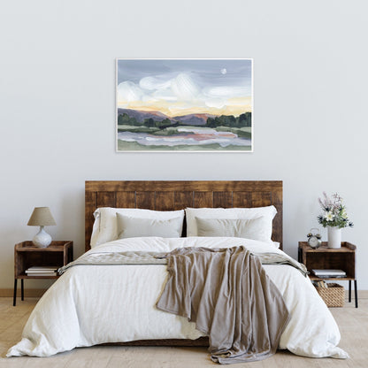 ’Moonlit Pond’ Art Print - Vermont Sunset Wall - Artwork - Evening - Lake - Landscape