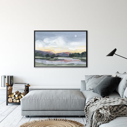 ’Moonlit Pond’ Art Print - Vermont Sunset Wall - Artwork - Evening - Lake - Landscape