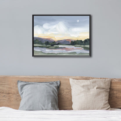 ’Moonlit Pond’ Art Print - Vermont Sunset Wall - Artwork - Evening - Lake - Landscape