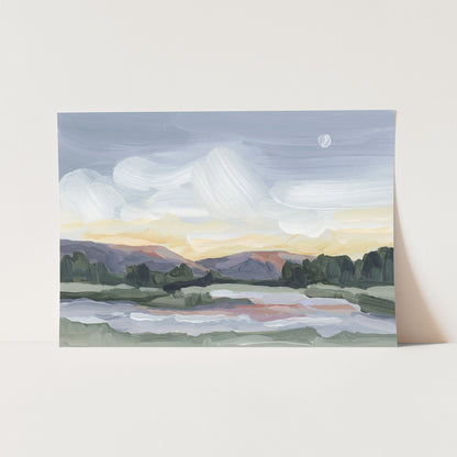 ’Moonlit Pond’ Art Print - Paper / 5x7 in / No Frame - Vermont Sunset Wall - Artwork - Evening - Lake - Landscape