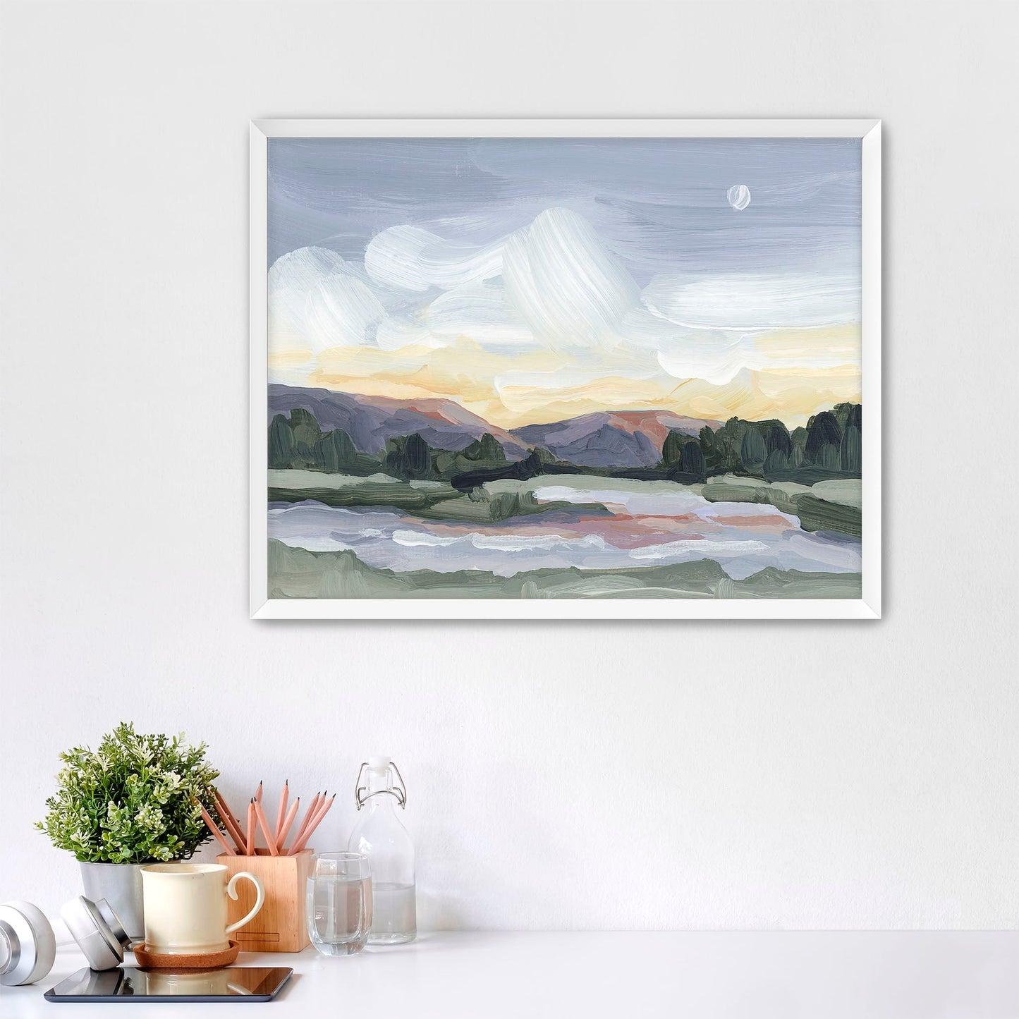 ’Moonlit Pond’ Art Print - Paper / 5x7 in / White Frame - Vermont Sunset Wall - Artwork - Evening - Lake - Landscape