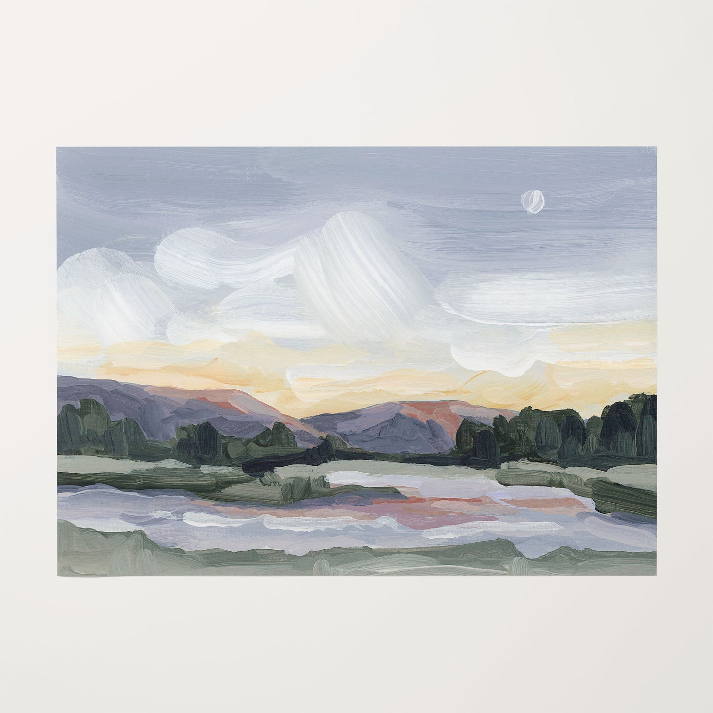 ’Moonlit Pond’ Art Print - Rolled Canvas / 8x10 in / No Frame - Vermont Sunset Wall - Artwork - Evening - Lake