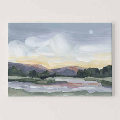 ’Moonlit Pond’ Art Print - Stretched Canvas / 8x10 in / No Frame - Vermont Sunset Wall - Artwork - Evening - Lake