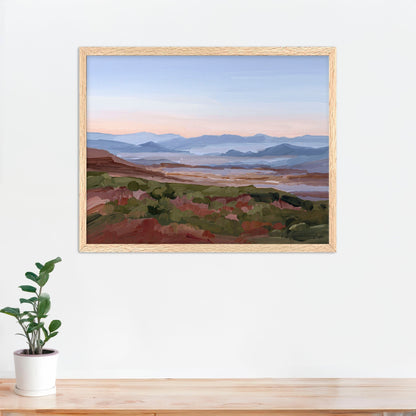 ’Morning Haze I’ Art Print - Paper / 5x7 in / Oak Frame - Blue Ridge Mountain Wall - Haze’ - Appalachian Trail - blue