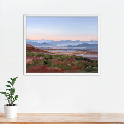 ’Morning Haze I’ Art Print - Paper / 5x7 in / White Frame - Blue Ridge Mountain Wall - Haze’ - Appalachian Trail - blue