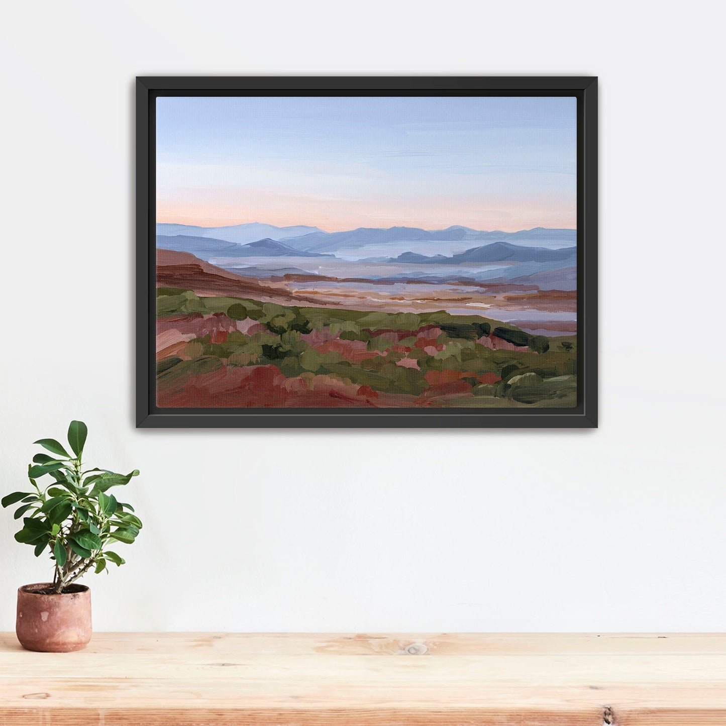 ’Morning Haze I’ Art Print Stretched Canvas / 8x10 in / Black Frame Blue Ridge Mountain Wall Haze’ Appalachian Trail