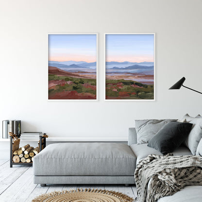 ’Morning Haze I’ Diptych Art Print || Set of 2 - abstract - Appalachian - appalachian trail - Artwork