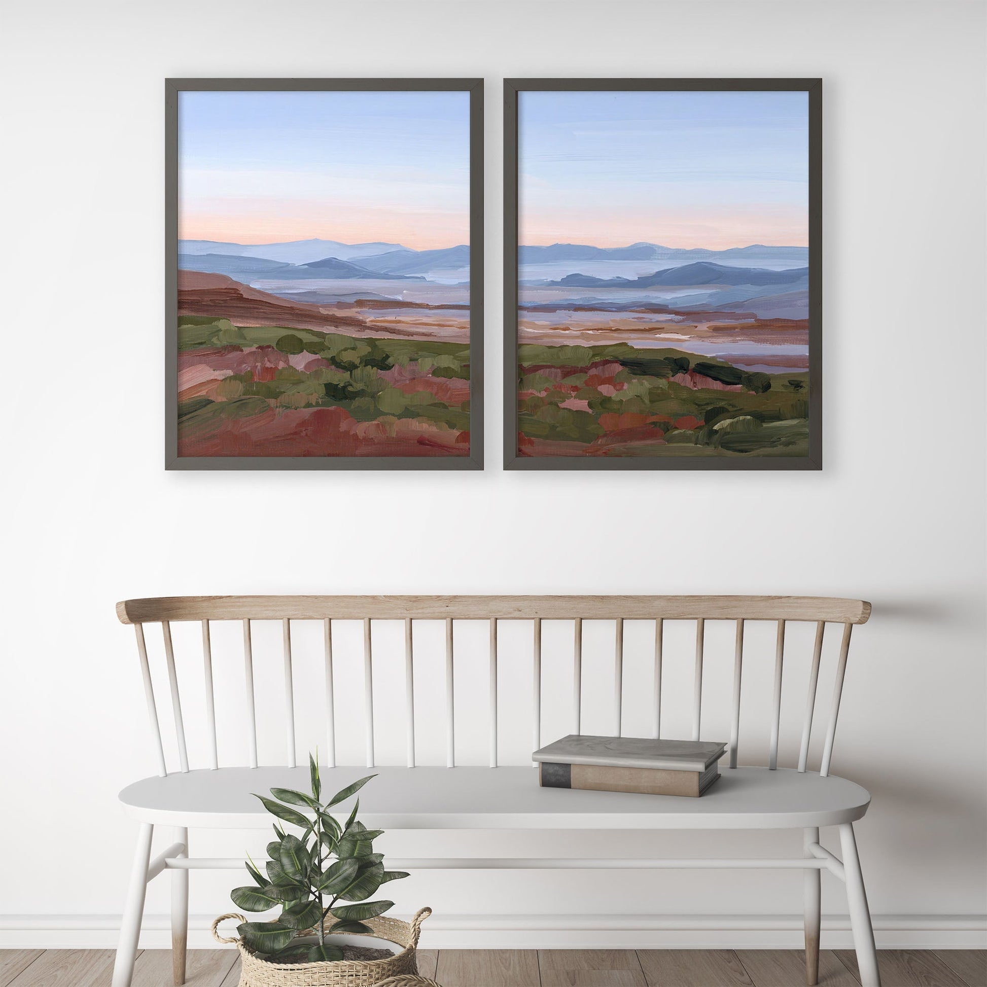 ’Morning Haze I’ Diptych Art Print || Set of 2 abstract Appalachian appalachian trail Artwork