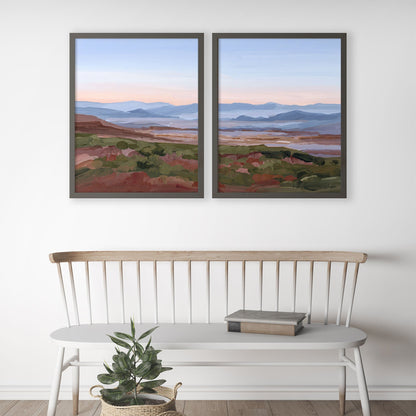 ’Morning Haze I’ Diptych Art Print || Set of 2 - abstract - Appalachian - appalachian trail - Artwork