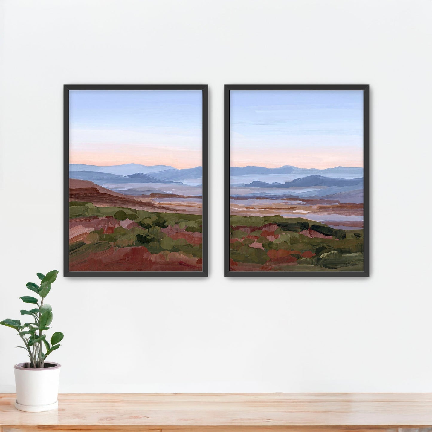 ’Morning Haze I’ Diptych Art Print || Set of 2 Paper / 5x7 in / Black Frame abstract Appalachian appalachian trail
