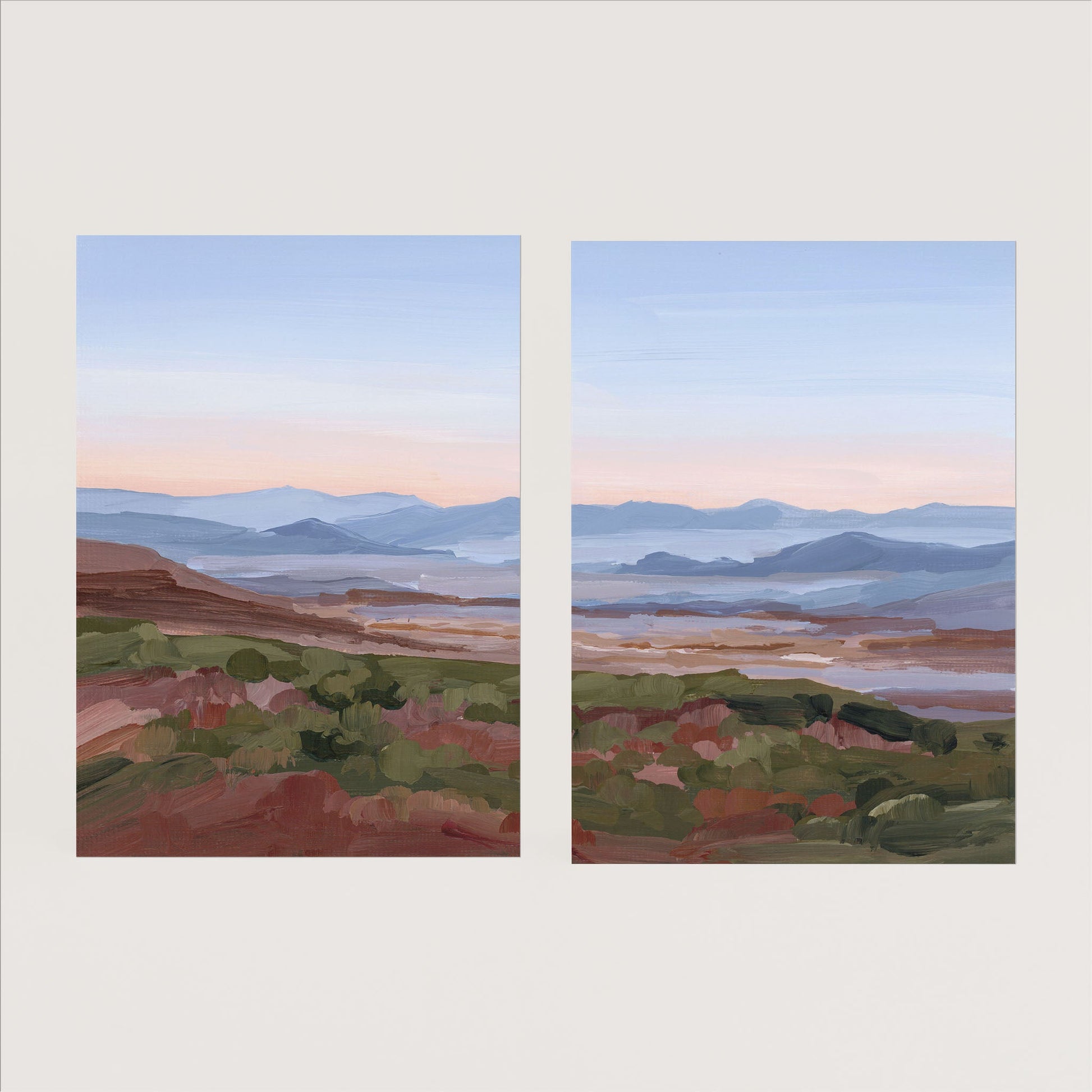 ’Morning Haze I’ Diptych Art Print || Set of 2 Paper / 5x7 in / No Frame abstract Appalachian appalachian trail Artwork