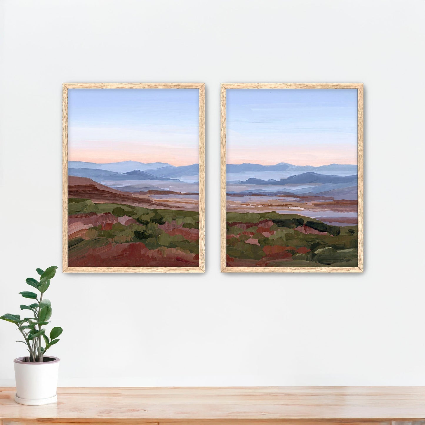 ’Morning Haze I’ Diptych Art Print || Set of 2 Paper / 5x7 in / Oak Frame abstract Appalachian appalachian trail Artwork