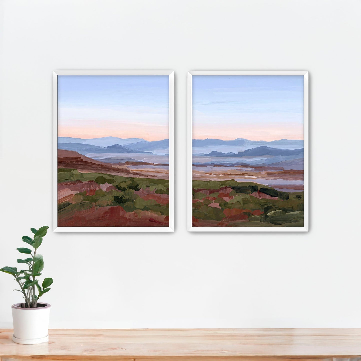 ’Morning Haze I’ Diptych Art Print || Set of 2 Paper / 5x7 in / White Frame abstract Appalachian appalachian trail
