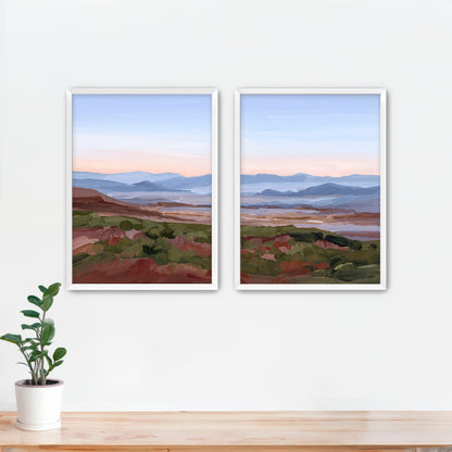 ’Morning Haze I’ Diptych Art Print || Set of 2 - Paper / 5x7 in / White Frame - abstract - Appalachian - appalachian