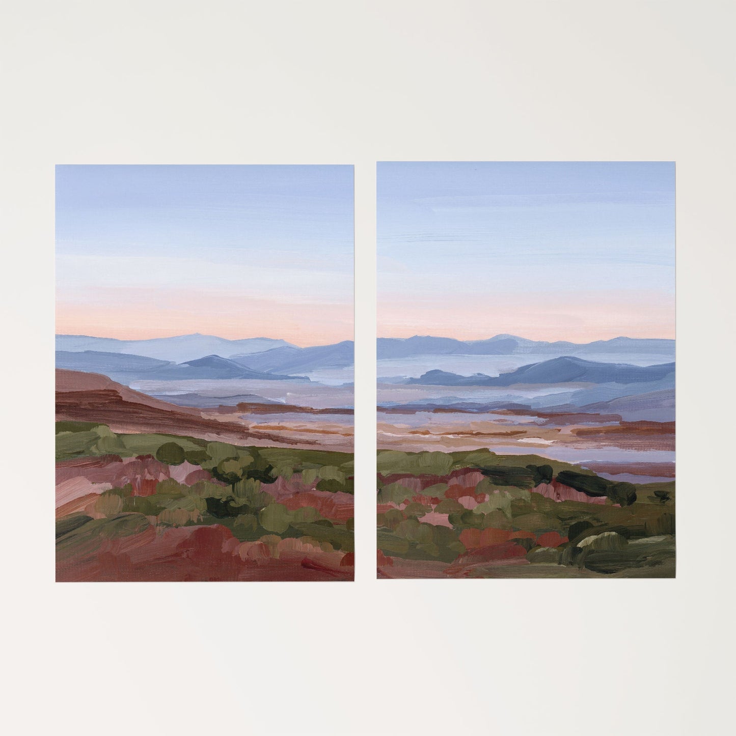 ’Morning Haze I’ Diptych Art Print || Set of 2 Rolled Canvas / 8x10 in / No Frame abstract Appalachian appalachian