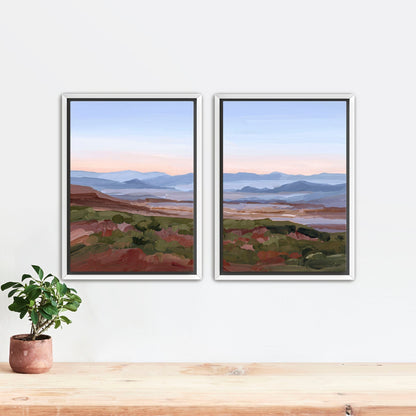 ’Morning Haze I’ Diptych Art Print || Set of 2 - Stretched Canvas / 8x10 in / White Frame - abstract - Appalachian