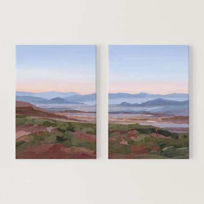 ’Morning Haze I’ Diptych Art Print || Set of 2 - Stretched Canvas / 8x10 in / No Frame - abstract - Appalachian