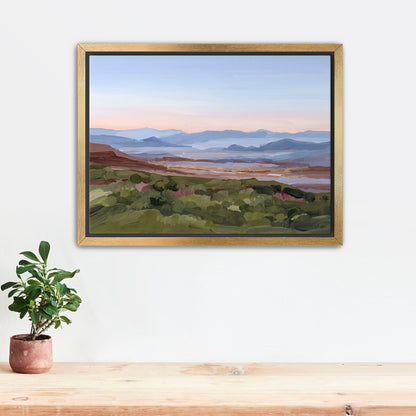 ’Morning Haze II’ Art Print - Stretched Canvas / 8x10 in / Gold Frame - Blue Ridge Mountain Wall - Appalachian Trail
