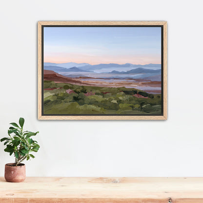 ’Morning Haze II’ Art Print - Stretched Canvas / 8x10 in / Oak Frame - Blue Ridge Mountain Wall - Appalachian Trail