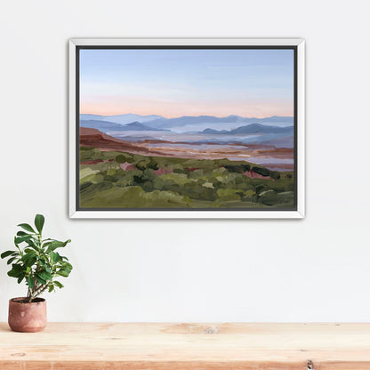 ’Morning Haze II’ Art Print - Stretched Canvas / 8x10 in / White Frame - Blue Ridge Mountain Wall - Appalachian Trail