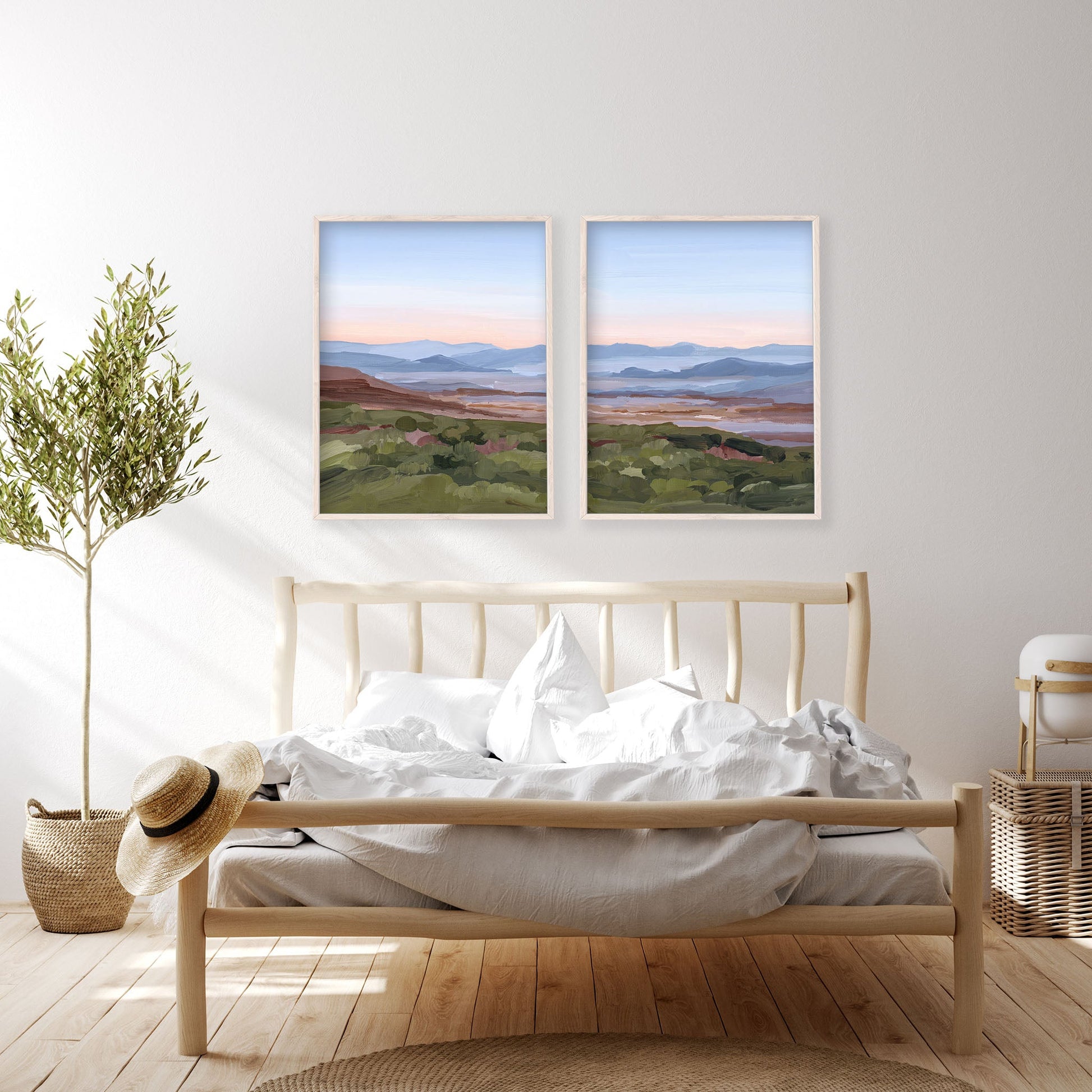 ’Morning Haze II’ Diptych Art Print || Set of 2 abstract Appalachian appalachian trail Artwork