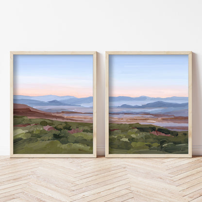 ’Morning Haze II’ Diptych Art Print || Set of 2 - abstract - Appalachian - appalachian trail - Artwork