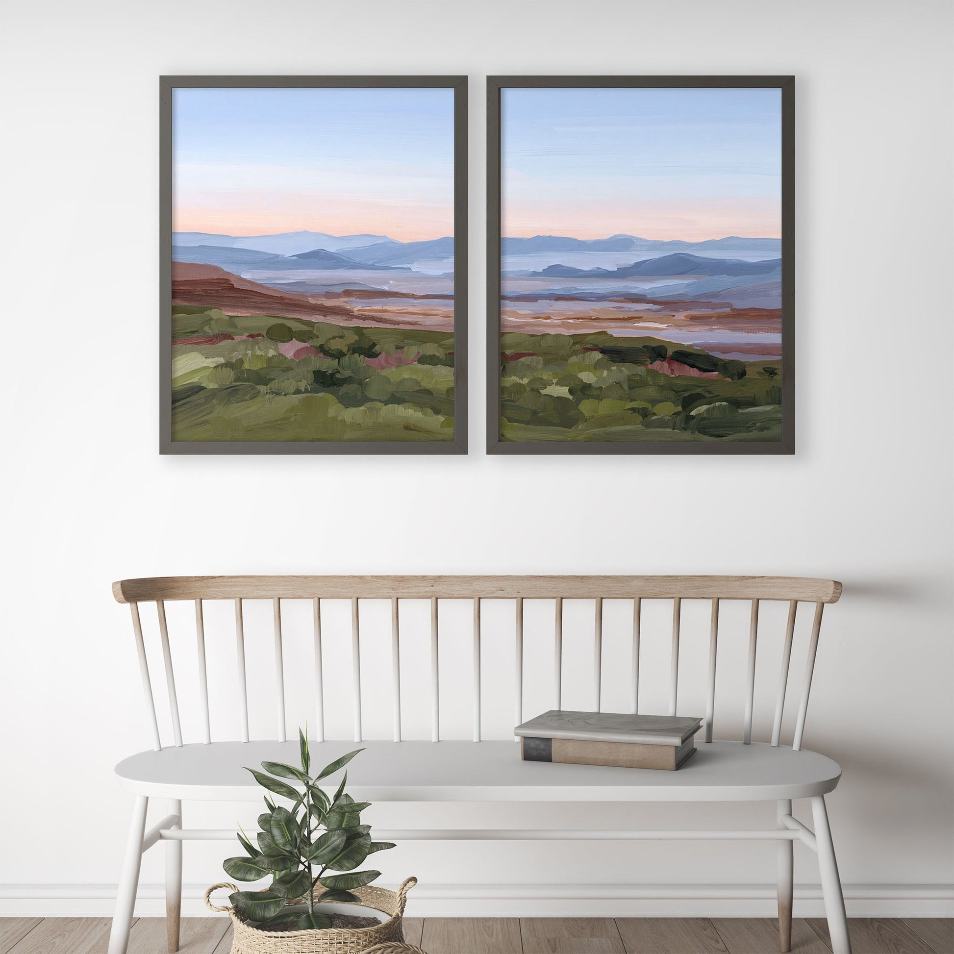 ’Morning Haze II’ Diptych Art Print || Set of 2 abstract Appalachian appalachian trail Artwork