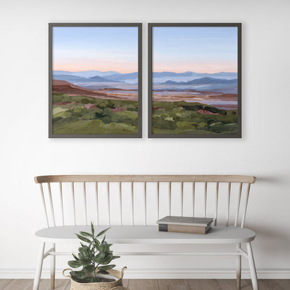 ’Morning Haze II’ Diptych Art Print || Set of 2 - abstract - Appalachian - appalachian trail - Artwork