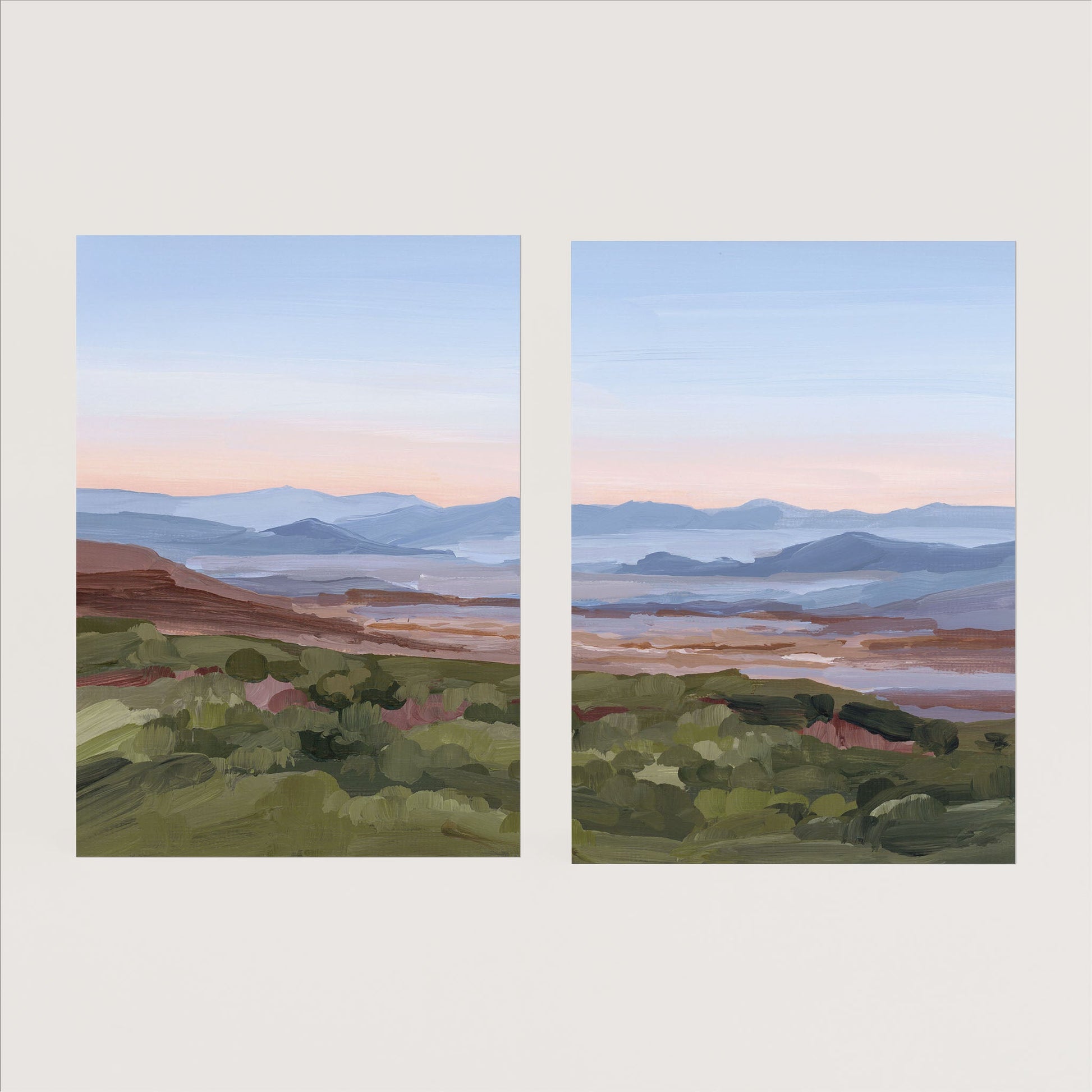 ’Morning Haze II’ Diptych Art Print || Set of 2 Paper / 5x7 in / No Frame abstract Appalachian appalachian trail Artwork
