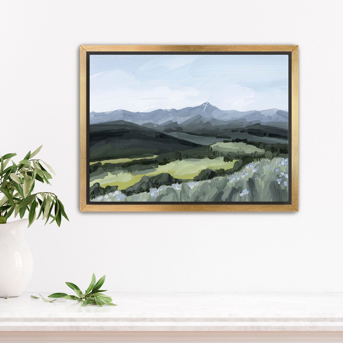 ’Mount of the Holy Cross’ Art Print - Stretched Canvas / 8x10 in / Gold Frame - Colorado Landscape Painting - Cross