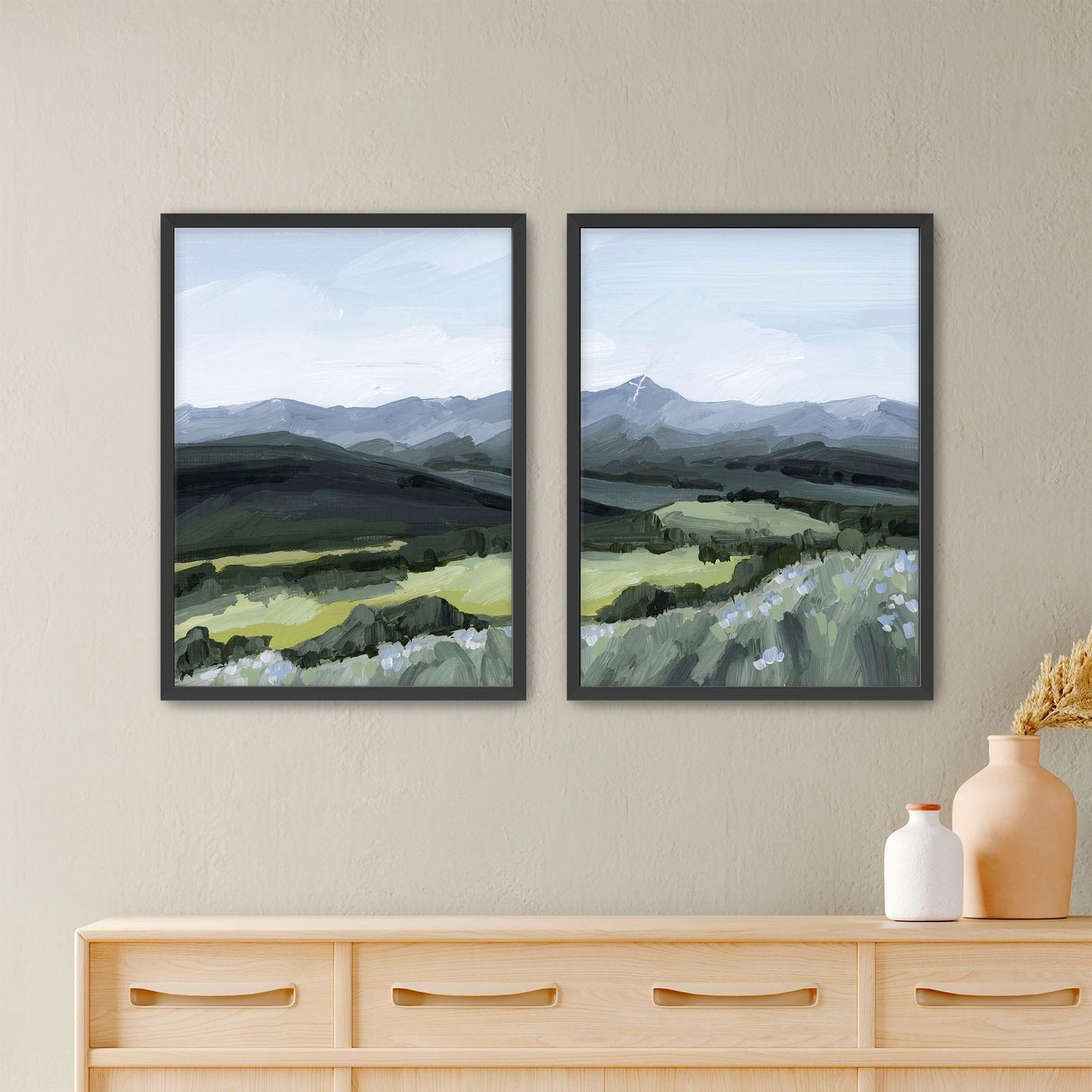 ’Mount of the Holy Cross’ Diptych Art Print || Set 2 - Paper / 5x7 in / Black Frame - abstract - Artwork - Colorado