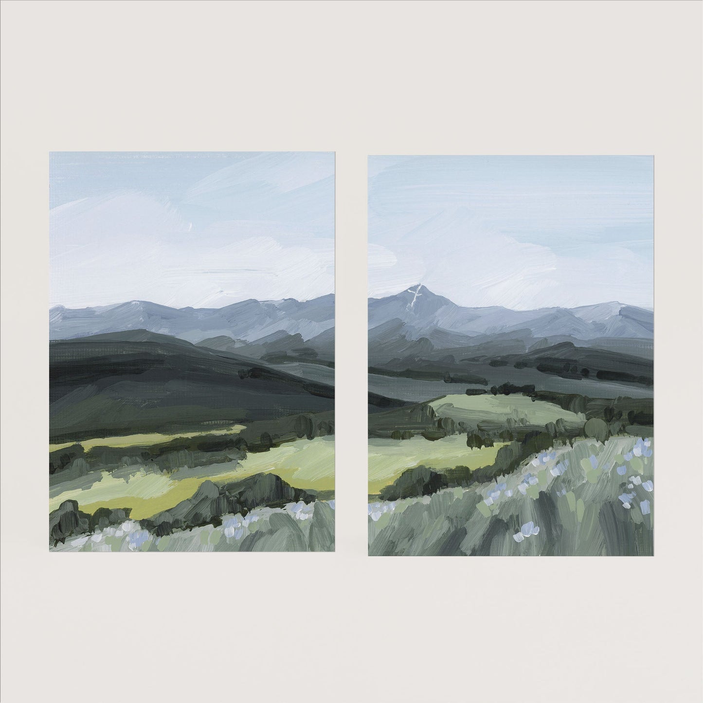 ’Mount of the Holy Cross’ Diptych Art Print || Set 2 - Paper / 5x7 in / No Frame - abstract - Artwork - Colorado