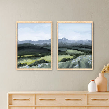 ’Mount of the Holy Cross’ Diptych Art Print || Set 2 - Paper / 5x7 in / Oak Frame - abstract - Artwork - Colorado