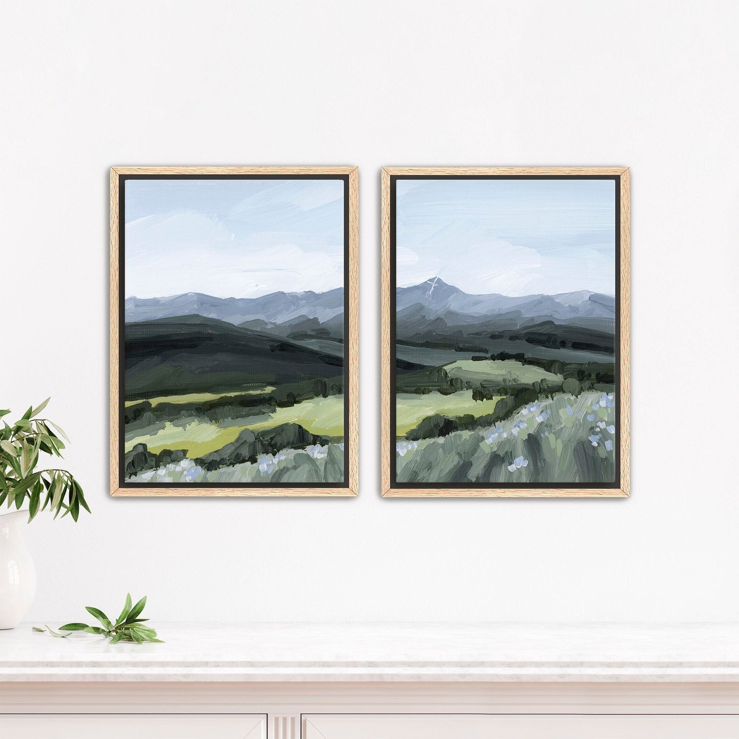 ’Mount of the Holy Cross’ Diptych Art Print || Set 2 - Stretched Canvas / 8x10 in / Oak Frame - abstract - Artwork