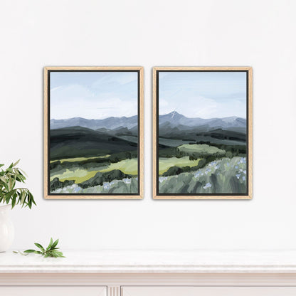 ’Mount of the Holy Cross’ Diptych Art Print || Set 2 - Stretched Canvas / 8x10 in / Oak Frame - abstract - Artwork