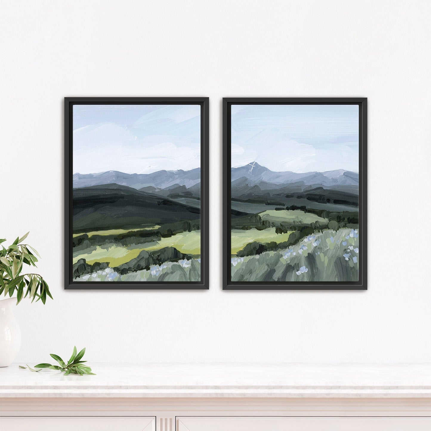 ’Mount of the Holy Cross’ Diptych Art Print || Set 2 - Stretched Canvas / 8x10 in / Black Frame - abstract - Artwork