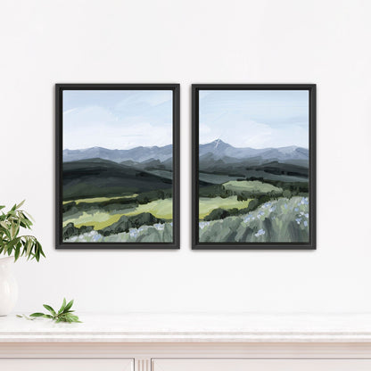 ’Mount of the Holy Cross’ Diptych Art Print || Set 2 - Stretched Canvas / 8x10 in / Black Frame - abstract - Artwork