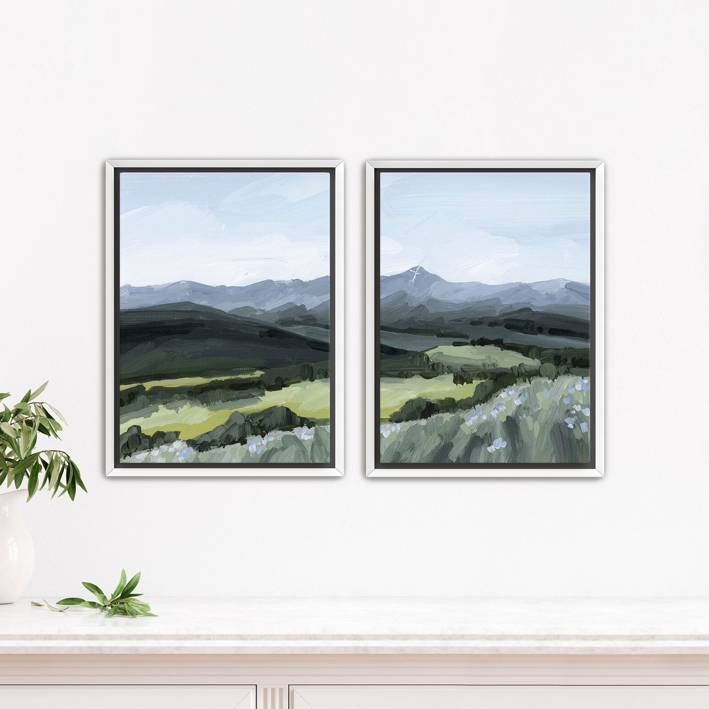 ’Mount of the Holy Cross’ Diptych Art Print || Set 2 - Stretched Canvas / 8x10 in / White Frame - abstract - Artwork