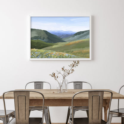 ’Mountain Town’ Art Print - Idaho Landscape Wall - ’sun valley’ - abstract - Artwork - Flower