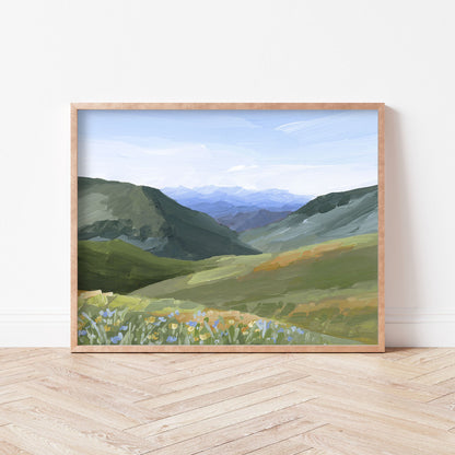 ’Mountain Town’ Art Print - Idaho Landscape Wall - ’sun valley’ - abstract - Artwork - Flower