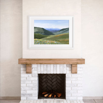 ’Mountain Town’ Art Print - Idaho Landscape Wall - ’sun valley’ - abstract - Artwork - Flower