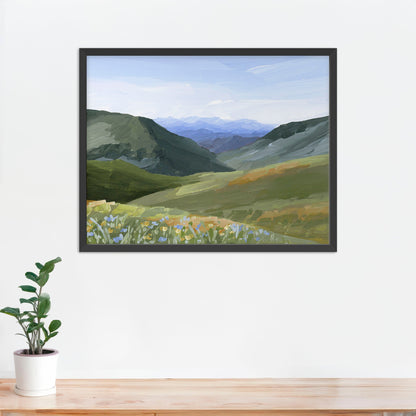 ’Mountain Town’ Art Print - Paper / 5x7 in / Black Frame - Idaho Landscape Wall - ’sun valley’ - abstract - Artwork