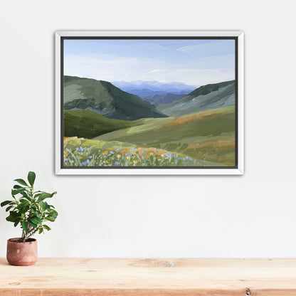 ’Mountain Town’ Art Print - Stretched Canvas / 8x10 in / White Frame - Idaho Landscape Wall - ’sun valley’ - abstract