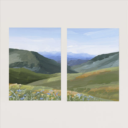 ’Mountain Town’ Diptych Art Print || Set of 2 - Paper / 5x7 in / No Frame - ’sun valley’ - abstract - Artwork