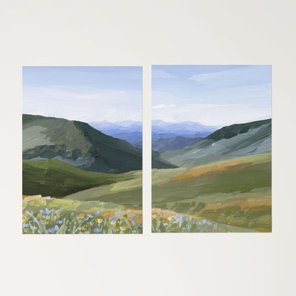 ’Mountain Town’ Diptych Art Print || Set of 2 - Rolled Canvas / 8x10 in / No Frame - ’sun valley’ - abstract - Artwork