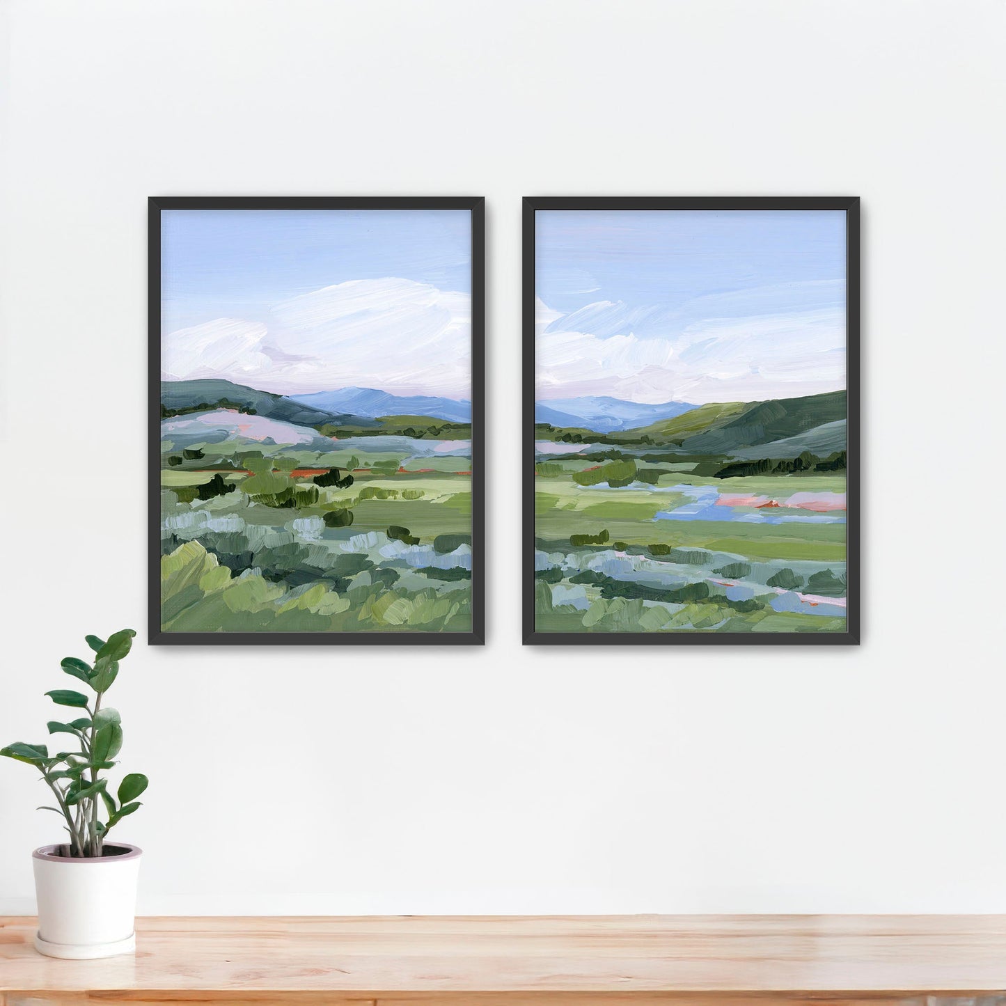 ’Moving West’ Diptych Art Print || Set of 2 - Paper / 5x7 in / Black Frame - abstract - Artwork - Colorado