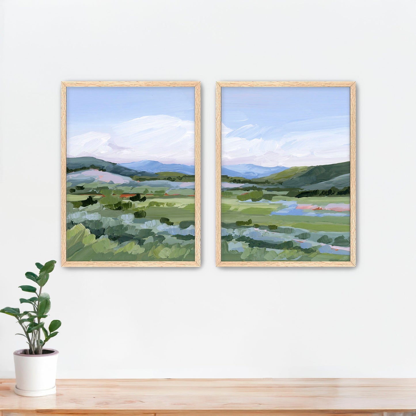 ’Moving West’ Diptych Art Print || Set of 2 - Paper / 5x7 in / Oak Frame - abstract - Artwork - Colorado