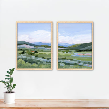 ’Moving West’ Diptych Art Print || Set of 2 - Paper / 5x7 in / Oak Frame - abstract - Artwork - Colorado