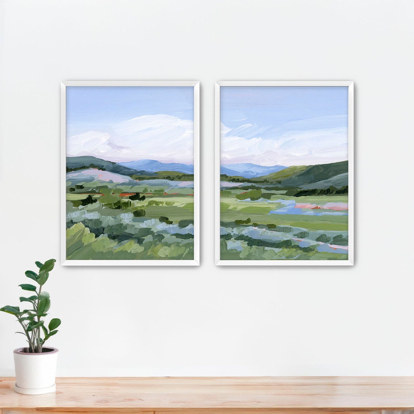 ’Moving West’ Diptych Art Print || Set of 2 - Paper / 5x7 in / White Frame - abstract - Artwork - Colorado