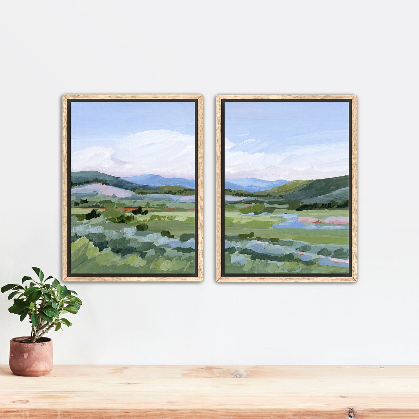 ’Moving West’ Diptych Art Print || Set of 2 - Stretched Canvas / 8x10 in / Oak Frame - abstract - Artwork - Colorado